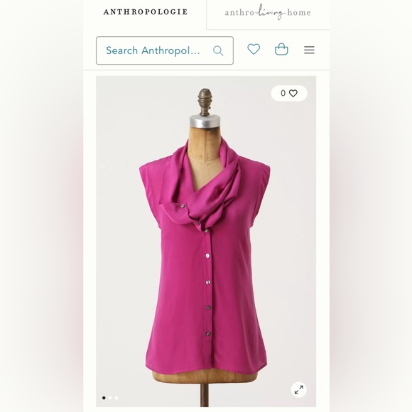 Anthropologie Fei Silk Buttondown Cowlneck - Sz US 4 - Picture 14 of 15